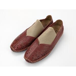 Pikolinos Jerez Shoes Loafer Flats Womens Sz 39 US 9 Dark Red Leather Perforated